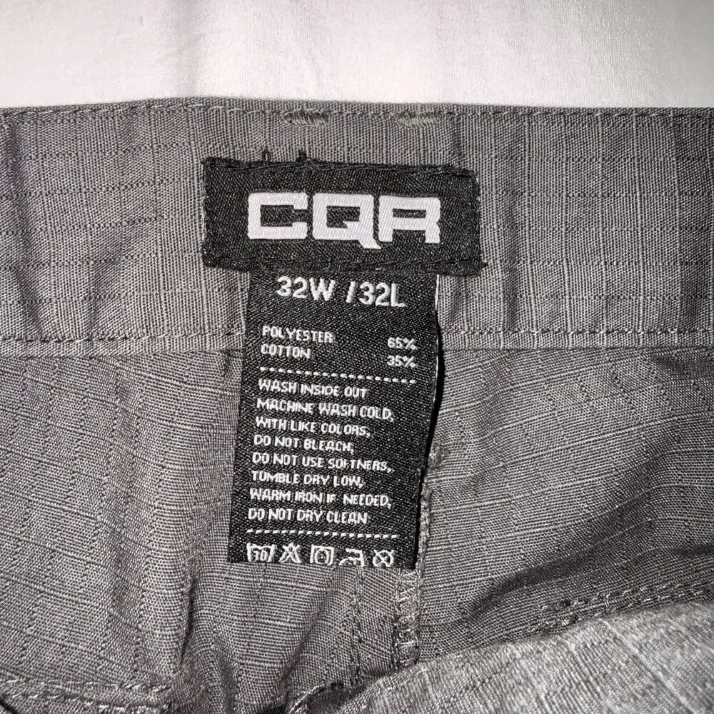 CQR Tactical Ripstop Pants Mens 32x32 Grey Straight Relaxed Fit Cargo